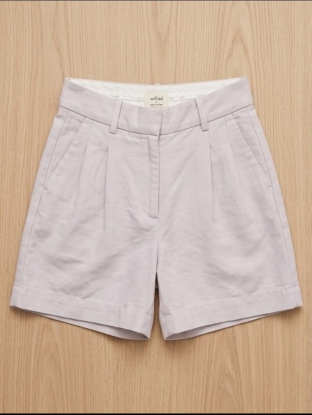Aritzia Wilfred High Waist Linen Blend Shorts in Light Lavender
